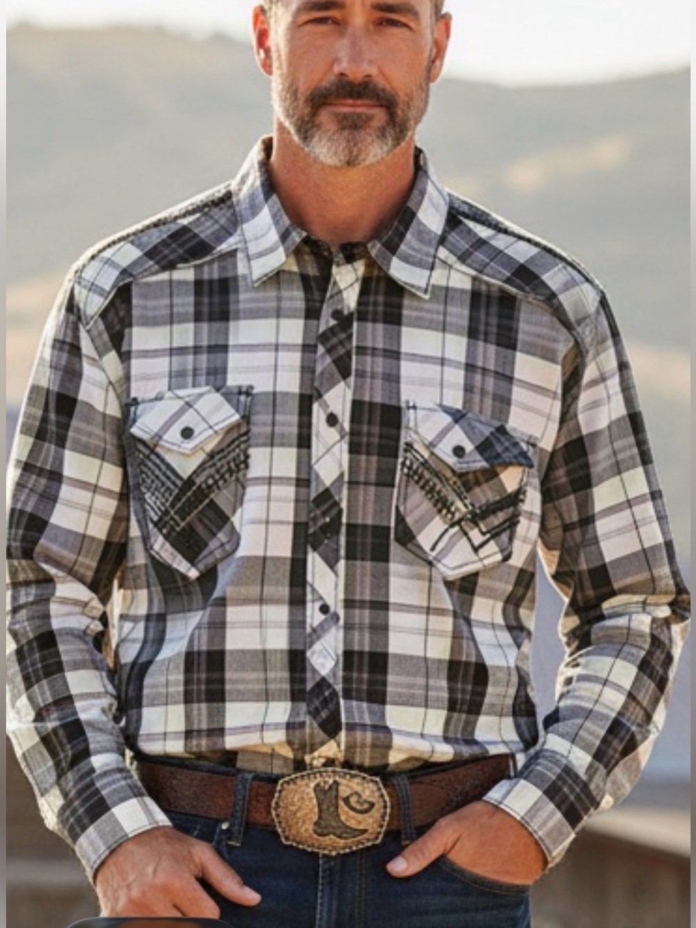 BKE Black - XL Athletic Fit Western Shirt - Pocket Stitch Detail - Excellent